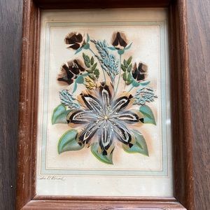 Vintage 40s Folk Art Ida G. Bisek Prairie Pictures North Dakota Feathers Grass